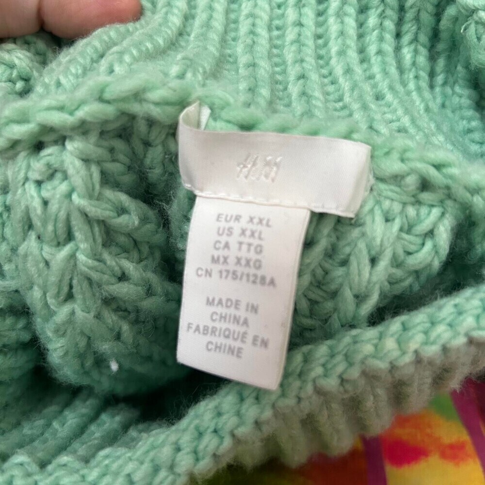 H&M Women's Knit Mint Sweater Jumper Cardigan Wool Size XXL - Picture 4 of 4
